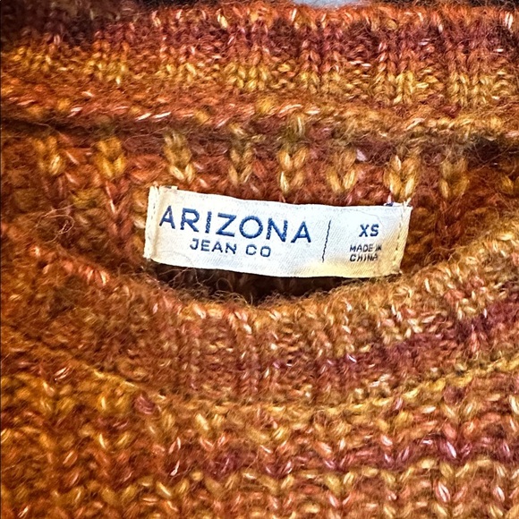 Arizona pink/brown long sleeve crew neck cropped sweater size XS NWT - Picture 2 of 3